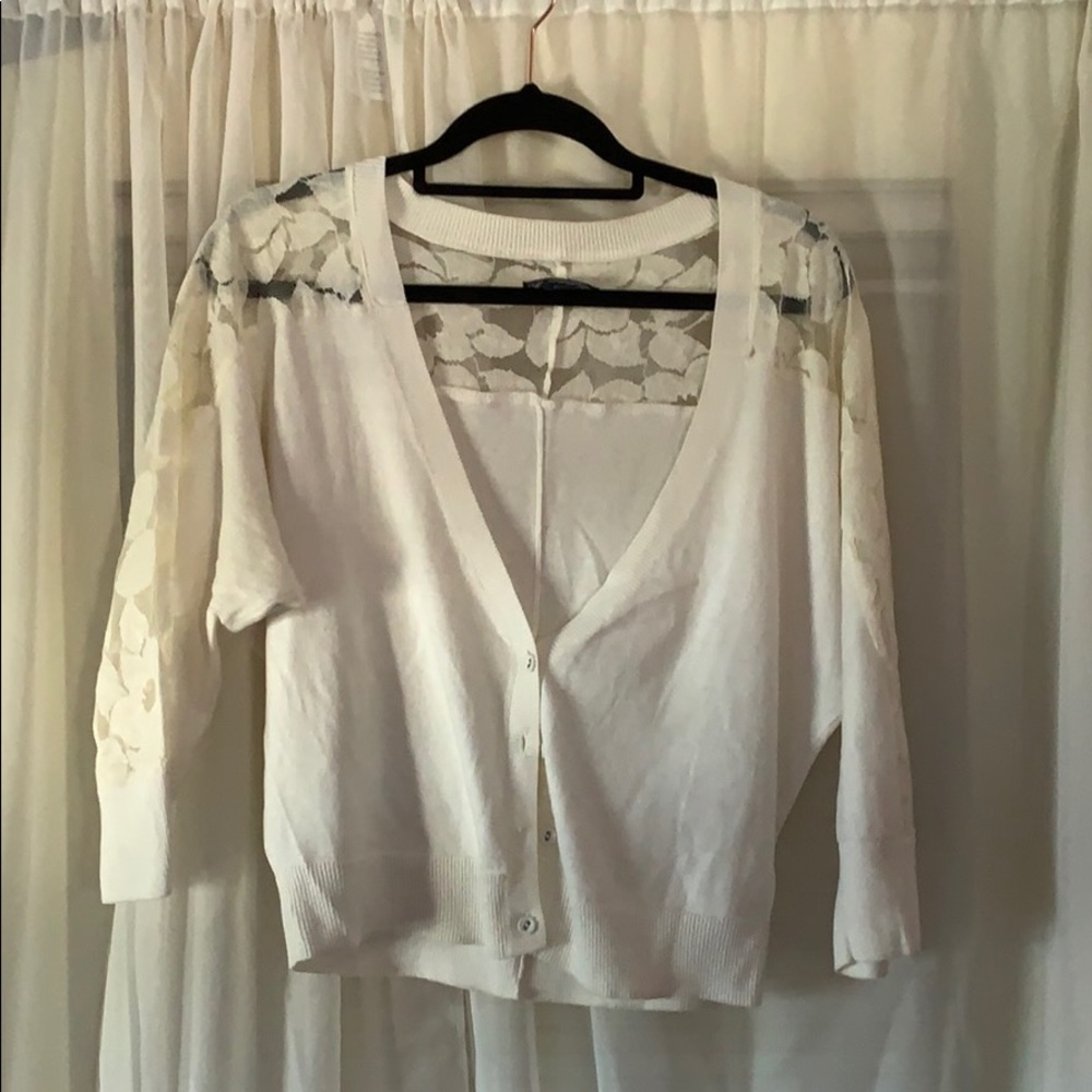 American Eagle Cream Lace Cardigan.